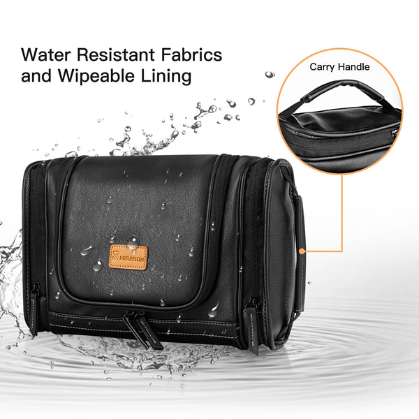 Hanging Toiletry Bag for Men Dopp Kit Waterproof Leather Travel Organizer